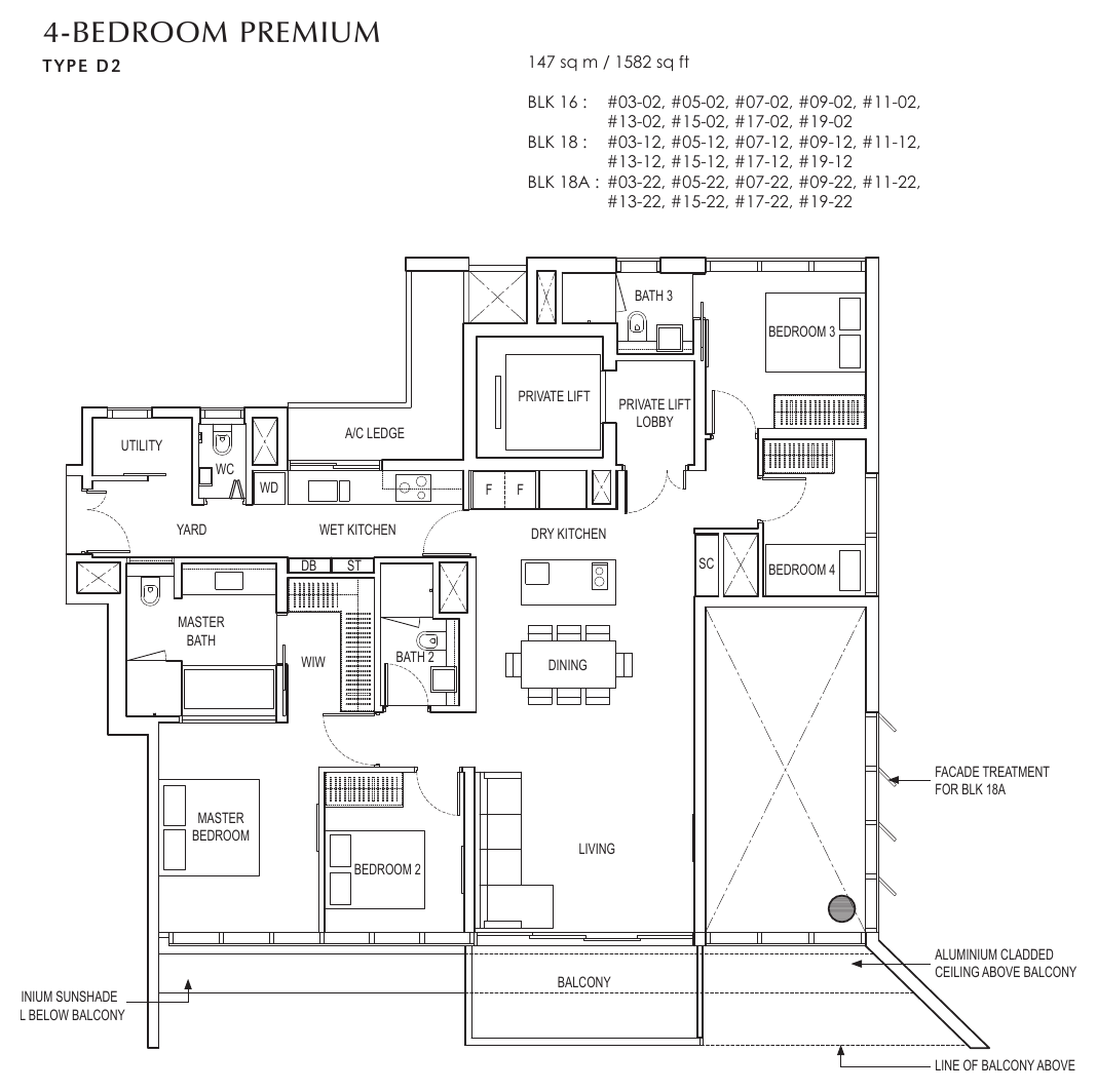 Type D2 · 4-Bedroom Premium · 1,582 sqft